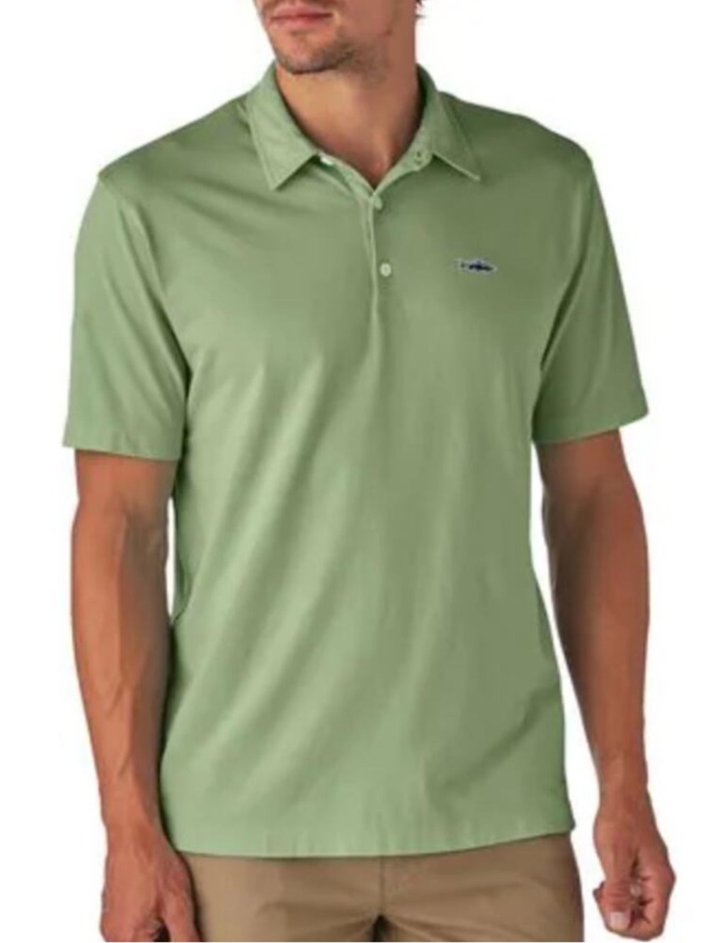 Patagonia Trout Fitz Roy Men's Short Sleeve Polo Shirt Green Sz XXL